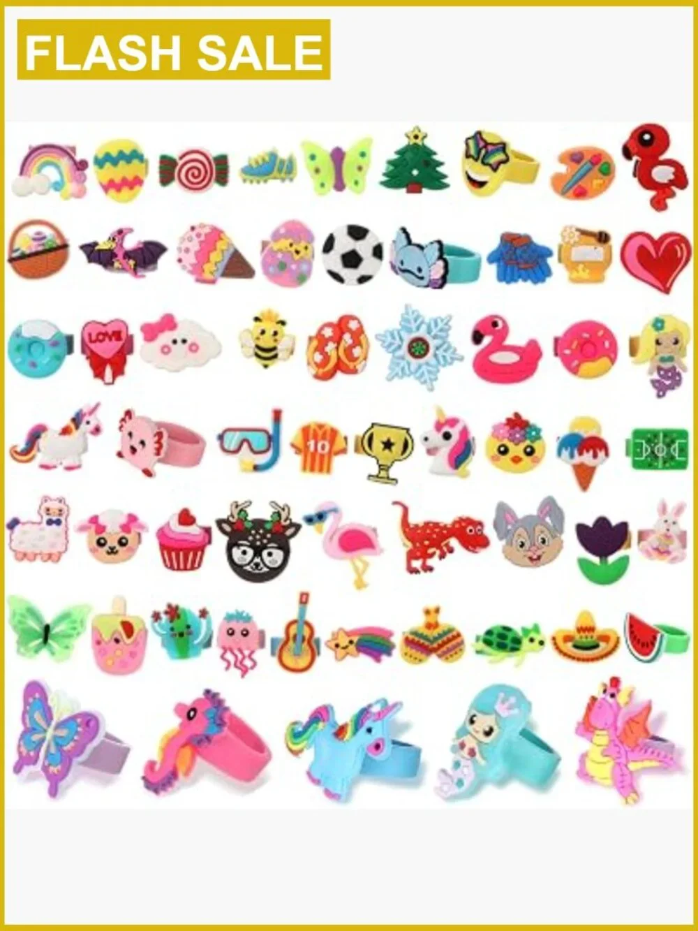 60 Pcs Silicone Rings for Kids Party Favors Dress Up